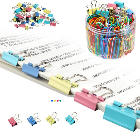 300 Pcs Paper Clips, Binder Clips and Rubber Bands, Office Supply Set, Paper Clips and Paper Clamps, School Supplies Office Supplies Teacher Suppl...