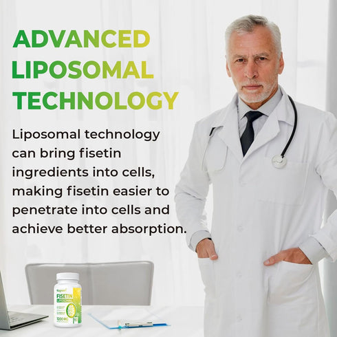 Fisetin 1200mg Liposomal Fisetin Supplements 98% Pure Fisetin Polyphenols Antioxidants Immunity Health Aging Cognitive Support Non-GMO 60 Capsules...