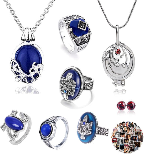 UoYu 28 pcs The Vampire Diaries Jewelry Sticker Set Elena Gilbert Opening Vervain Locket Pendant Necklace Sapphire Crystal Daylight Family Vampire...