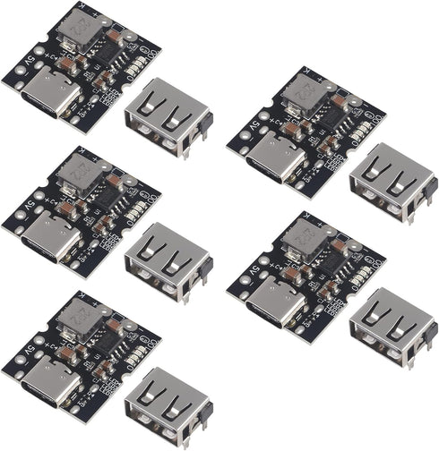 5pcs Type-C USB 5V 2A Boost Converter Step-Up Power Module Lithium Battery Charging Protection Board Display USB for DIY (Not Welded)...