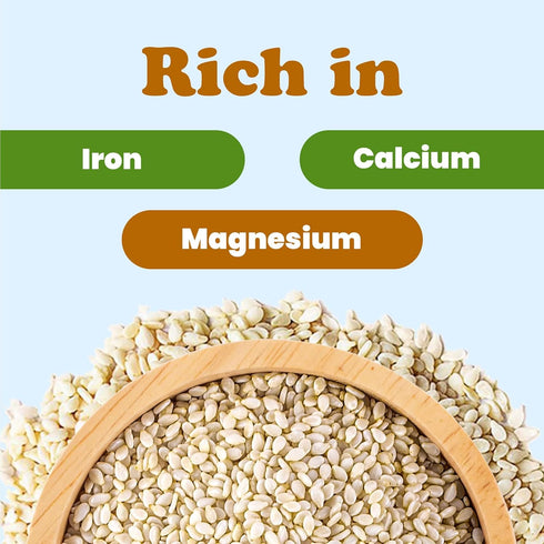 Food to Live Organic Hulled Sesame Seeds, 8 Ounces – Whole Raw White Sesame Seeds, Non-GMO, Kosher, Vegan, Unroasted, Bulk. High in Iron, and Calc...