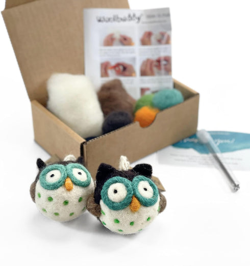 Woolbuddy Owl Needle Felting Kit for Beginners – DIY Animal Craft Kit with Wool, Needles & Photo Instructions – Fun Project for Adults & Kids...
