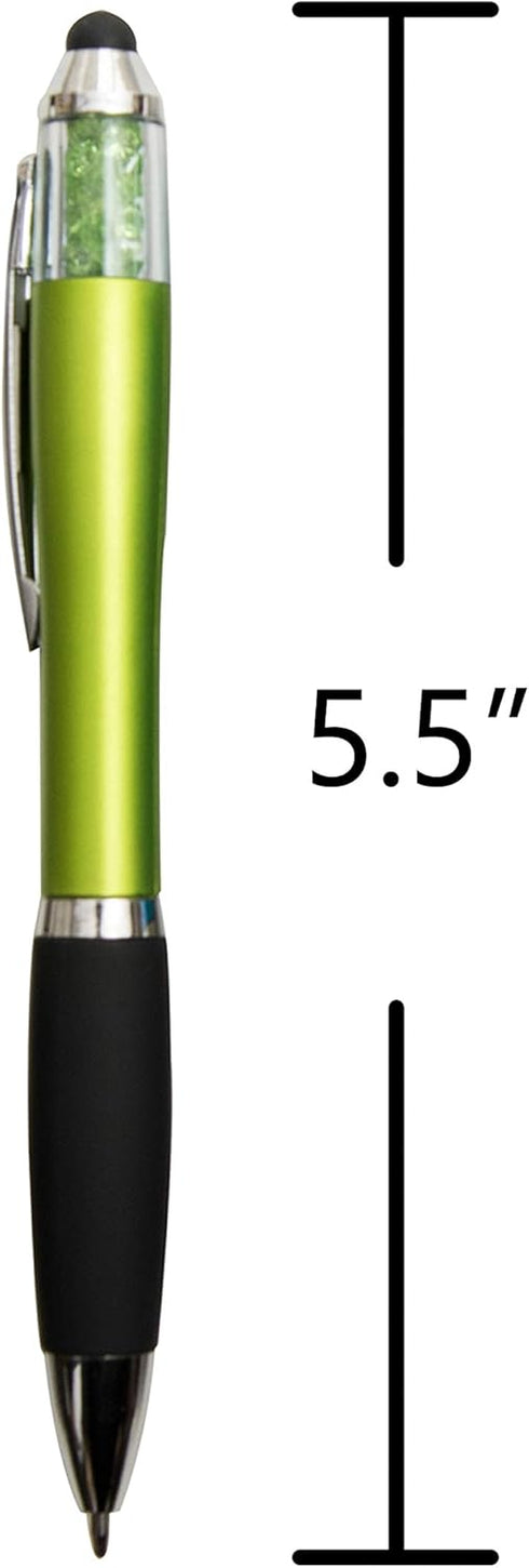 Stylus Pens for Touch Screens, Medium Point Pens with Crystals for Women and Kids Black Ink Pen with Stylus Ballpoint Pens with Comfort Grip for T...