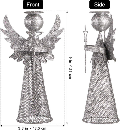 PRETYZOOM Christmas Silver Angel Tree Topper Exquisite Glitter 3D Angel Figure Tree Topper Ornament for Party Home Mall Xmas Tree Favor...