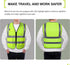 GOOFIT High Visibility Safety Vest for Men and Women?Cycling Vest with Zip, Reflective Vest, Work Vest?With 4 Front Pockets and Zip S Green...