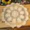 Damanni Beige Cotton Handmade Crochet Lace Tablecloth Doilies Table Overlay,Round,16 Inch,2PCS...
