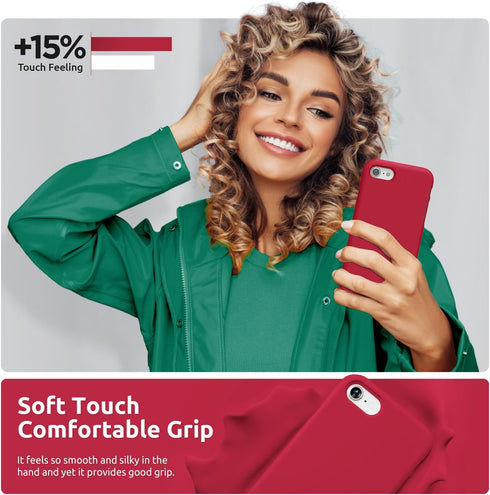 SURPHY Designed for iPhone SE Case, iPhone 8 Case, iPhone 7 Case, Liquid Silicone Phone Case for iPhone se 3rd 2nd SE 2022 SE 2020, Red...