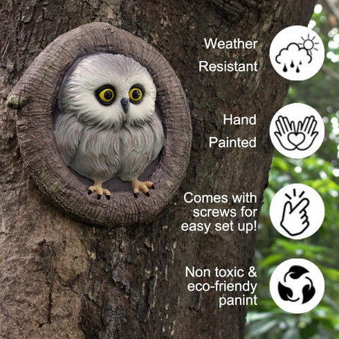 Owl Tree Hugger Whimsical Tree Sculpture Garden Statues Outdoor Tree Face Decor Garden Peeker Yard Art Decorations (Singel Owl)...