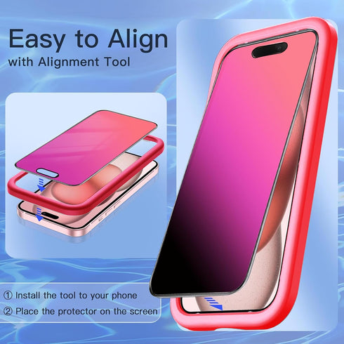 2 PACK Compatible with iPhone 14 Pro Max Privacy Screen Protector 25 Degree Anti Spy Tempered Glass Easy Installation Frame Gradient colorful anti...