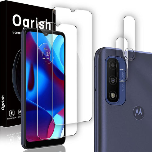 [2+2 Pack Tempered Glass Screen Protector for Motorola Moto G Pure 2021 - and 2 Pack Camera Lens Protector - HD Clarity - Anti-Scratch - Case Frie...