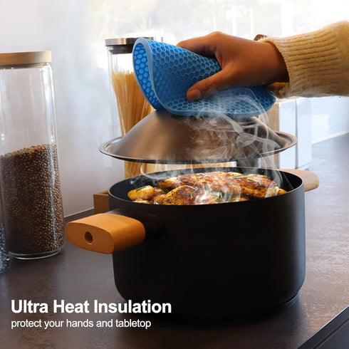 Coomin Silicone Trivets for Hot Dishes - 4 Heat Resistant Mats for Countertops, Multipurpose Non-Slip Hot Pads for Kitchen Potholders, Jar Opener,...