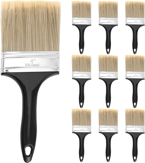 10 Ea 4 Inch Paint Brushes, Home Wall Trim House Paintbrush Bulk with Treated Plastic Handle, Cheap Paint Brushes for Wall Decor...