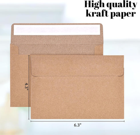 HANSGO 50PCS Kraft Envelopes, 6.3" x 4.3" Gift Card Holders Invitation Envelopes for Wedding Postcards Greeting Cards Mailings Holidays...