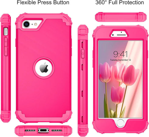 BENTOBEN for iPhone SE 2022 Case and iPhone SE 2020 Case, Heavy Duty 3 in 1 Full Body Rugged Shockproof Hybrid Hard PC Soft Rubber Girls Women Boy...
