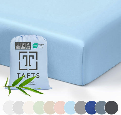 Tafts Crib Sheets, 100% Viscose derived from Bamboo Fitted, Girls, Boys & Unisex, 8 Inch Deep Pocket, Standard Crib & Toddler Mattress, Cooling, S...