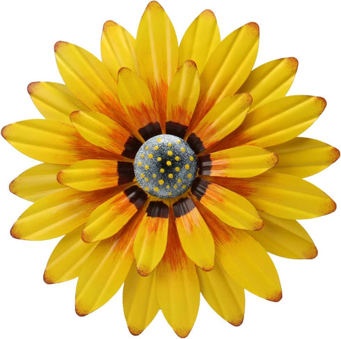 LINZHEN Metal Flower Wall Decor Metal Wall Art Decorations Hanging For Indoor Outdoor Home Bathroom Patio Fence Garden Bedroom Living Room Or Wall...
