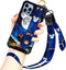 Cartoon Case for iPhone 13 Pro Case 6.1 Inch Cute Moon Blue Cartoon Character Design with Lanyard Wrist Strap Band Holder Shockproof Protection Bu...
