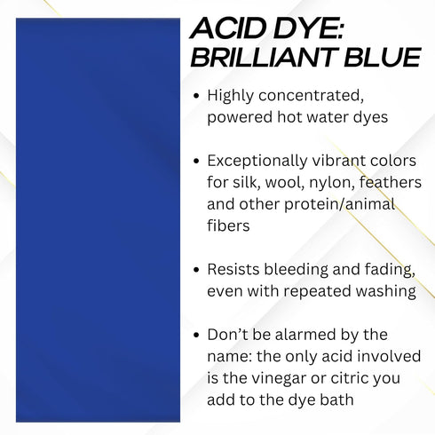 Jacquard Acid Dye 1/2oz Jar Brilliant Blue - Acid Dye for Wool, Silk, Alpaca, Feathers, Cosplay Wigs and Nylon - Powder Wool Dye for Full Coverage...