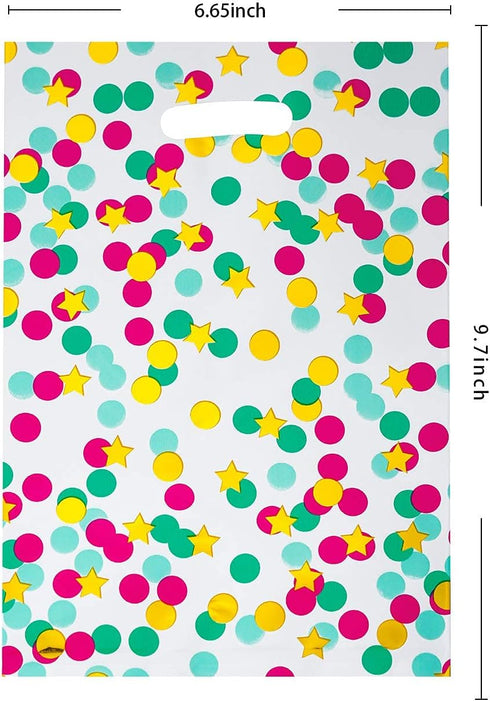 HABILE 48 Pack Plastic Party Gift Bag, Durable Return Gift With Handles, Plastic Candy Bag For Goodie, Party Favor Bag For Kids Birthday (Polka Do...