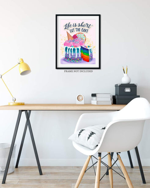 Kitchen Wall Decor, Cake Dining Room Decor, Pink Motivational Gifts for Women Bakers Chefs, Inspirational Positive Quotes Wall Art...