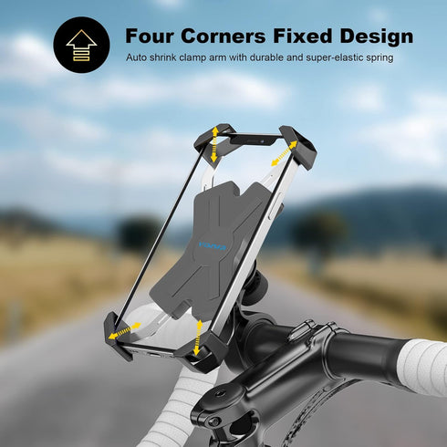 New Bike Phone Mount with Stainless Steel Clamp Arms Anti Shake and Stable 360° Rotation Bike Accessories/Bike Phone Holder for Any Smartphones GP...
