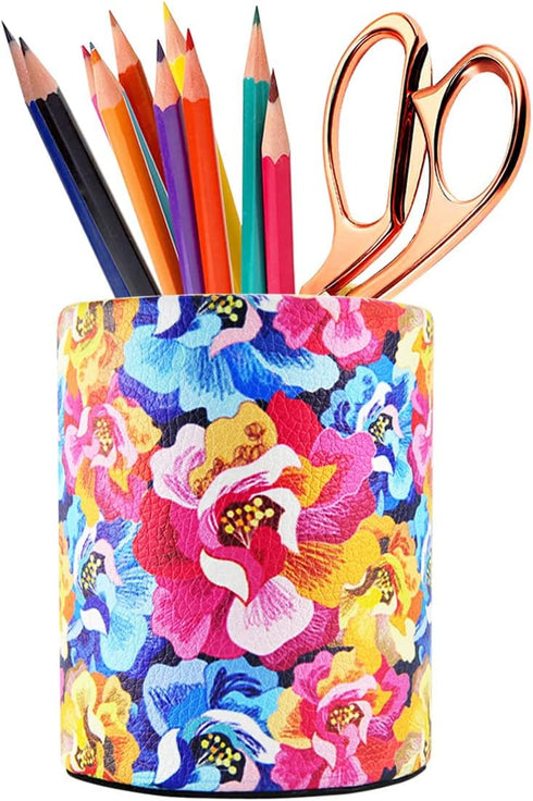 Flower Pencil Holder for Women, Floral Pen holder for desk cute, Desk Organizer for Pen...