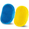 Dog bath brush DSOE dog shmpoo brush massage brush of dog cleaning and beauty set 2 pcs (Tapered brush head, Blue+Yellow)...