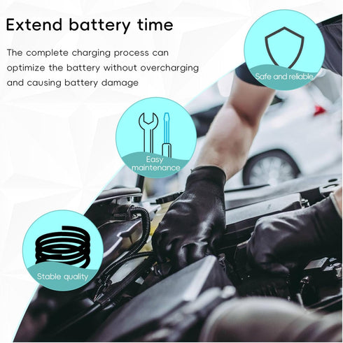 Car Battery Charger, 12V Multipurpose Lead Acid Automotive Charger with Crocodile Clip and Power Indicator, Smart Vehicle Battery Charger for Car,...