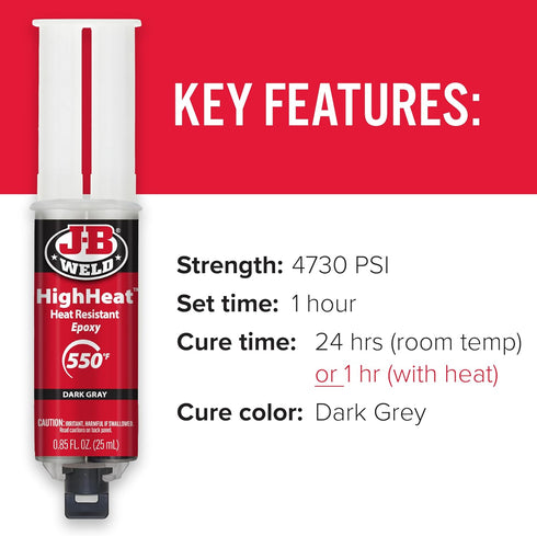 J-B Weld High Heat Epoxy Syringe, Dark Grey...