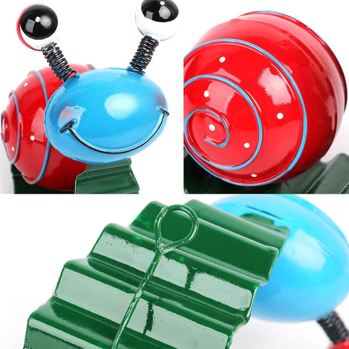 Metal Garden Decor Cute Snail Yard Art Outdoor Lawn Patio Ornament Fence Decorations for Outside - Set of 2(Red,Green)...