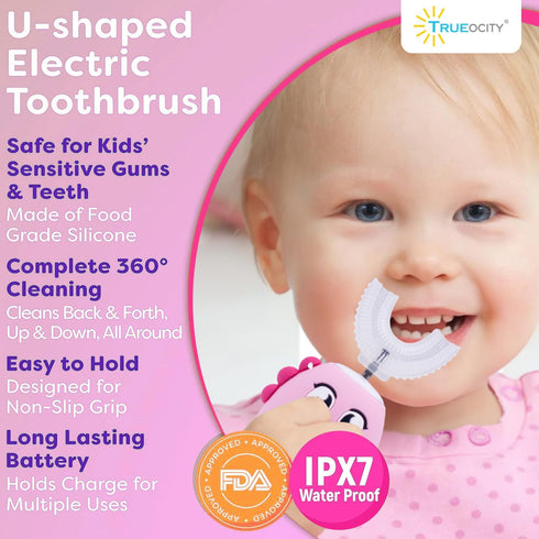 U Shape, Kids Automatic Toothbrush, Toddler Toothbrush U Shaped, U Toothbrush Kids, Auto Toothbrush, Rechargeable Electric Brush Age 2+, Children'...
