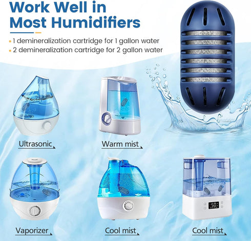 isinlive Demineralization Cartridge for HoMedics Ultrasonic Humidifiers: 12-Pack Demineralization Cartridges Filter Replacement, Filters Mineral D...