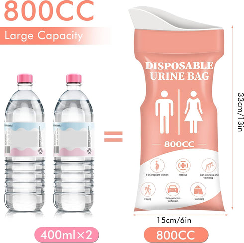 DIBBATU Disposable Urinal Bag,12 PCS 800ML Emergency Urine Bag, Unisex Urinal Bag, Portable Camping Pee Bag, Travel Urine Bags Vomit Bag for Traff...