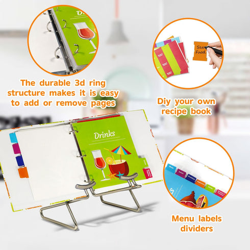 Recipe Binder 7.8" x 8.7", Blank Recipe Book to Write in Your Own Recipes, 3 Ring DIY Cookbook Organizer, Recipe Book Holder with Clear Protective...