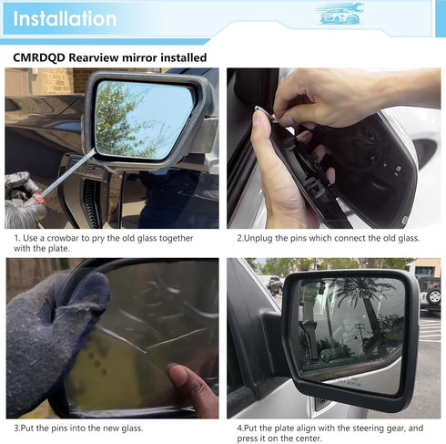 Driver Side Heated Mirror Glass Compatible with 2004-2014 Ford F150 Exterior Side View Convex Mirror, Replace# 4L3Z-17K707-DB (Left)...