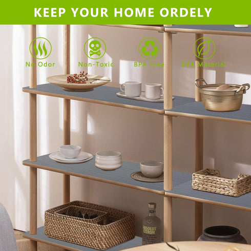 Drawer and Shelf Liner, Shelf Liner Grey Non Adhesive Refrigerator Mats Washable, No Odor Plastic Pantry Liners Wire Shelf Paper Drawer Liner for ...