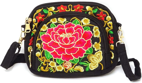 Honbay Yunnan Ethnic Style Handmade Embroidered Crossbody Bag Mini Canvas Shoulder Bag for Women and Girls...