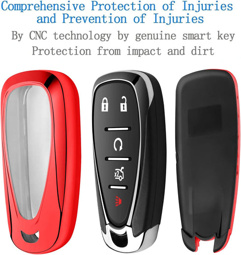 Sindeda for Chevrolet Key Fob Cover With Keychain Soft TPU Full Protection Key Shell Case Compatible with Chevrolet 2016-2024 Chevy Malibu Camaro ...