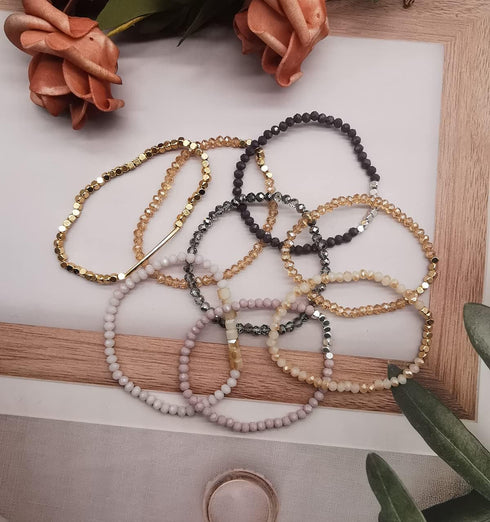 17Pcs Boho Beaded Bracelets for Women Colorful Stackable Sparkly Crystal Beads Bracelets Multi-Layer Versatile Statement Bracelets Stretch Cuff Je...