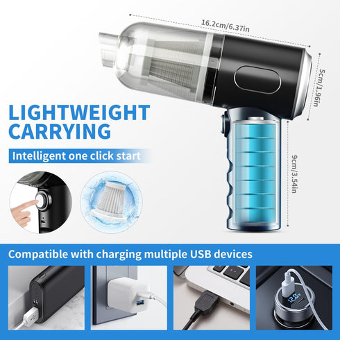 3 in 1 Keyboard Vacuum Cleaner, 12000PA High Power Handheld Car Vacuum, Cordless Portable Mini Table Vacuum Cleaner, Compressed Air Duster Keyboar...