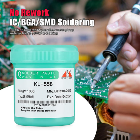 558 Solder Flux, No-Clean Rosin Flux Paste, Lead Free Soldering Flux,100g/Bottle, For Phone, IC, PCB,BGA,SMD, Home Appliance, etc. Repair...