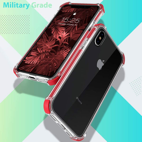 MATEPROX Compatible with iPhone Xs Max Case Clear Hybrid TPU Hard Cover with Thin Shockproof Bumper Protective Case (Red)...