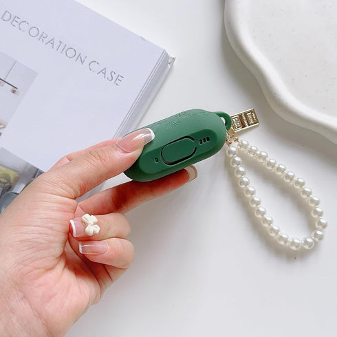 Flower Engraved Case for Airpods Pro 2nd/1st Generation Case with Cleaner Kit, Silicone Airpod Pro Protective Cover with Luxury Pearl Keychain for...