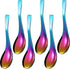 6 Pieces Rainbow Soup Spoon Colorful Stainless Steel Spoon Mirror Finish Spoons Kitchen Serving Spoons for Soup Rice Tea Milk Coffee Dessert...