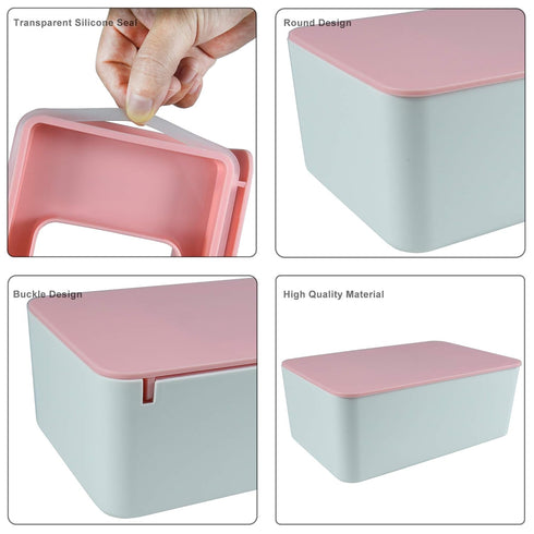 Diaper Wipes Dispenser, Tissue Storage Box Case, Wet Wipe Dispenser Holder with Lid for Home, Office, Cars (Pink)...