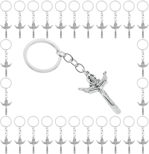 PHAETON 20PCS Cross Keychain Cross Key Chain Cross Keyring Gifts Car Key Chain Ring Holder Souvenir For Gift Jesus Key Rings Religious Favors...