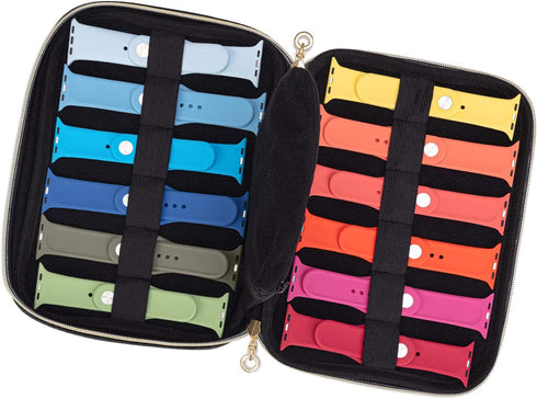 Teamoy Watch Band Storage Case Holds 12 Watch Straps, Travel Organizer Bag Compatible for All Series Apple Watch Bands or Smart Watch Bands, Black...