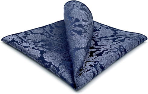 S&W SHLAX&WING Pocket Square for Men Space Blue with Light Steel Blue Patterned Floral for Suit...