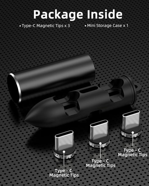 YKZ USB-C Magnetic Connector 3 Packs, 7 Pin USB C Magnetic Adapter for Round-Shaped Magnetic Charging Cable, Compatible with All USB C Devices...