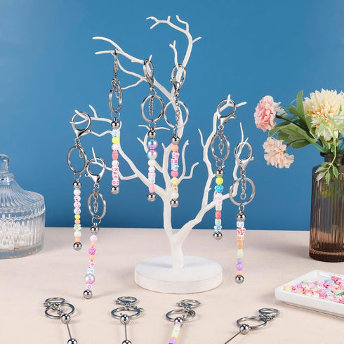 12 Pcs Beadable Keychain Bars Metal Beaded Keychain Blank Keychain Strips for DIY Keychain Pendant Jewelry Crafts...